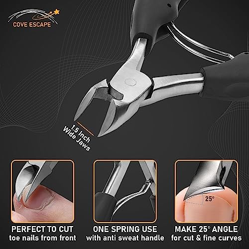 Toenail Clippers for Seniors Thick Toenails- Heavy Duty Podiatrist Ingrown Toe Nail Cutter for Men, Professional & Adults - Easy Grip Handle Stainless Steel (Large, 8, Count)