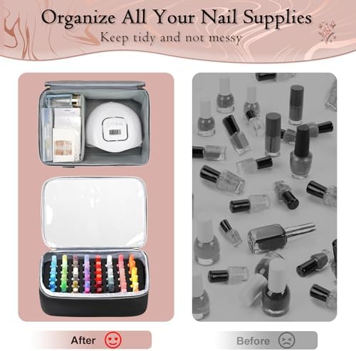 YOREPEK Extra Large Nail Polish Organizer Case Holds 96 to 100+ Bottles (15ml/0.5 fl.oz) UV lamp, Gel Polish Travel Case Bag with 2 Removable Pouches Fits Nail Suppiles, Gift for Manicurist, Girls