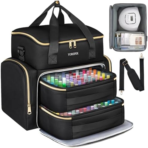 YOREPEK Extra Large Nail Polish Organizer Case Holds 96 to 100+ Bottles (15ml/0.5 fl.oz) UV lamp, Gel Polish Travel Case Bag with 2 Removable Pouches Fits Nail Suppiles, Gift for Manicurist, Girls
