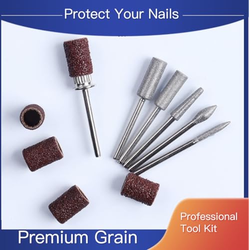 SIGNI 6Pc Nail Drill bits Set,Professional Nail Art Tools Set for Acrylic Art,Manicure & Pedicure Crystal Nail Files, Nail Drill Bits, Sanding Bands Perfect for Nail Salons & Beauty (Standard, 1)
