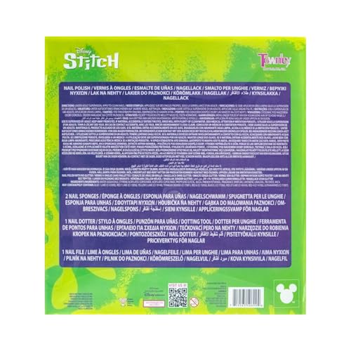Townley Girl Disney Stitch 15 Piece Water-Based Nail Art Activity Makeup Set, Includes Nail Polish, Nail Brush and Nail Files, For Parties, Sleepovers and Makeovers, Ages 6