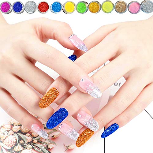 BLIFF Acrylic Nail Kit for Beginners - 12 Glitter Acrylic Powder, Professional Nail Art Decoration DIY Tool Supplies for Beginners