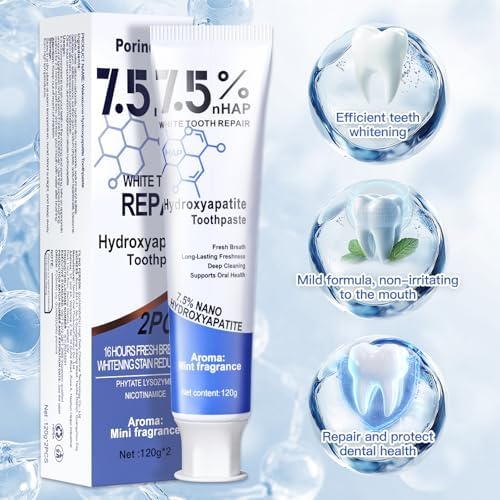 Nano Hydroxyapatite Toothpaste – Remineralizing, Whitening & Fluoride-Free Toothpaste for Sensitive Teeth, Cavity Reversal, Enamel Repair & Gum Care, Suitable for Kids & Adults