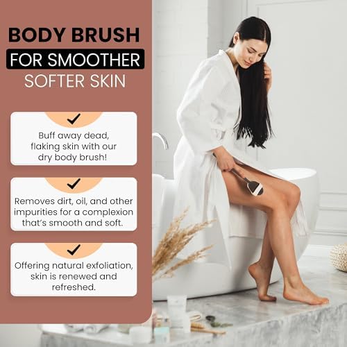 Made in Germany Since 1869 - Frist Cut 100% Boar Bristle Body Brush, Gently Exfoliates Skin for a Softer, Smoother Complexion, Dry Brush Body Scrubber Helps Promote Circulation for a Healthy Glow