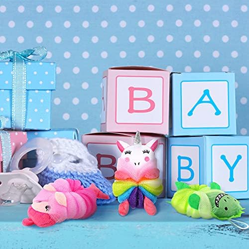 Tatuo 4 Pcs Animal Bath Loofahs Kids Body Loofah Cartoon Shower Cute Bath Sponge Pouf Body Scrubbers Mesh Sponge for Children Shower Baby Washing Exfoliating, 4 Style (Vivid Style)