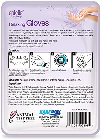 Epielle Relaxing & Nourishing Hand & Foot Masks 12 Pairs, Repair and Relax Dry Hands & Cracked Heels with Lavender Extract & Hemp, Korean Skin Care, Spa Self Care Gifts for Women, 6 Gloves & 6 Socks
