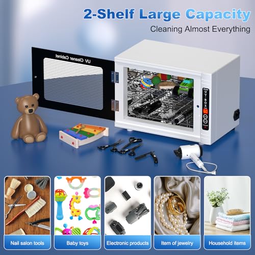 UV Light Nail Tool Cleaning Machine 12L High Capacity UV Cleaning Cabinet Salon Tools Cleaning Box with Timer Setting