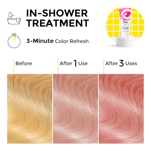 Semi Permanent Hair Color - 6 oz Color Depositing Conditioner with Shea Butter & Almond Oil - Color Conditioner Depositing Hair Mask for Bleached Hair- Vegan & Sulfate Free - Pink