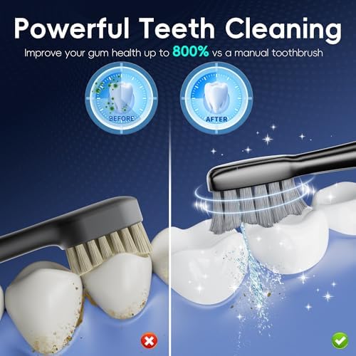 Electric Toothbrush with Water Flosser Combo, 3 Sonic Cleaning Modes, 5 Flossing Speeds, 4 Brush Heads, Portable Flossing Toothbrush for Adults Teeth Cleaning for Plaque Removal
