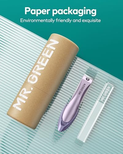 MR.GREEN Nail Clippers with Nail File,Anti Splash Nail Clipper Set for Thick Nails,Medical Grade Stainless Steel Professional Nail Cutter,Sharp and Durable fingernail Clipper for Men and Women(Purple)