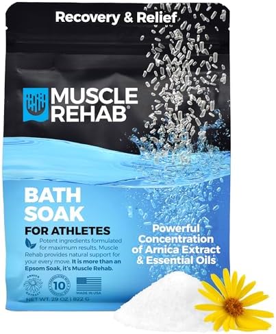 Epsom Salts with Arnica for Soaking for Pain-Magnesium Soak for Sports Recovery, Soak for Athletes with Essential Oils, and Turmeric - Hydrating Sore Muscle Bath Soak