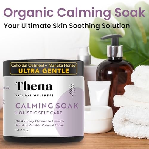 Organic Calming Soak Extra Moisturizing with 10% Colloidal Oatmeal Manuka Honey Vitamins, Ultra Gentle Relief for Dry, Sensitive, Eczema & Itchy Skin, Natural Bath Therapy for Adults, Kids and Babies