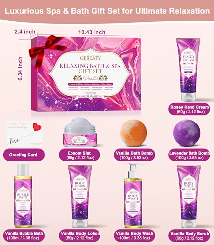 Self Care Gifts for Women,Unique Relaxing Birthday Gifts for Mom Wife Her,Stress Relief Spa Gifts Basket for Mothers Day Sister Friendship,Vanilla Bath Care Package Gift Set,Christmas Stocking Stuffer