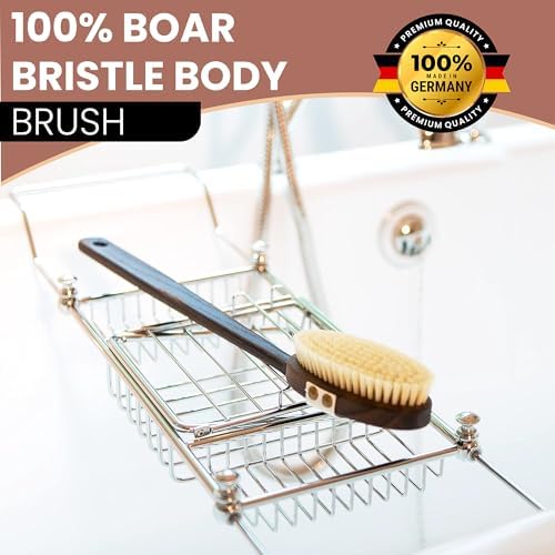 Made in Germany Since 1869 - Frist Cut 100% Boar Bristle Body Brush, Gently Exfoliates Skin for a Softer, Smoother Complexion, Dry Brush Body Scrubber Helps Promote Circulation for a Healthy Glow