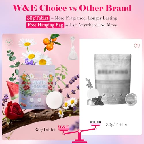 W&E Choice Shower Steamers Aromatherapy - Shower Bombs with Natural Essential Oils for Daily Relaxation & Stress Relief, Birthday Gifts for Women & Men, Gift for Women& Men, Mom, Teen 21 Pack