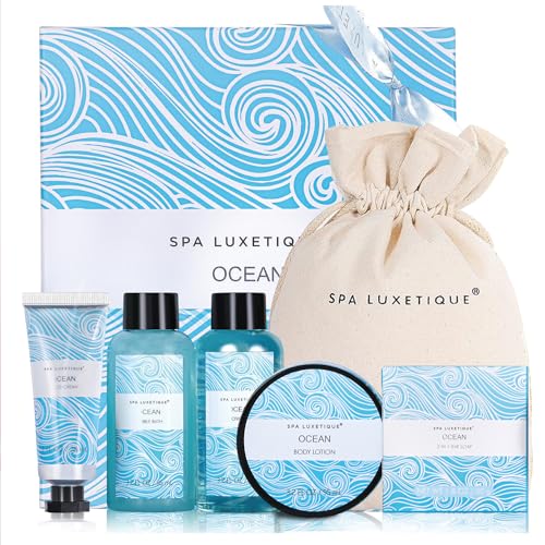 Spa Luxetique Spa Gift Set for Women,Ocean Spa Set Includes Body Lotion, Shower Gel,Bubble Bath, Hand Cream,Bath Gifts for Women, Christmas Gifts