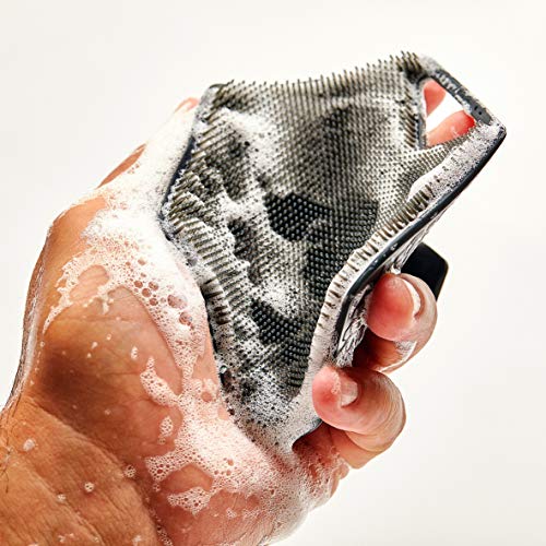 TOOLETRIES Body Scrubber - Exfoliates & Deep Cleans - Silicone Shower & Bathroom Accessory with Bespoke Bristles and Ergonomic Handles - Charcoal