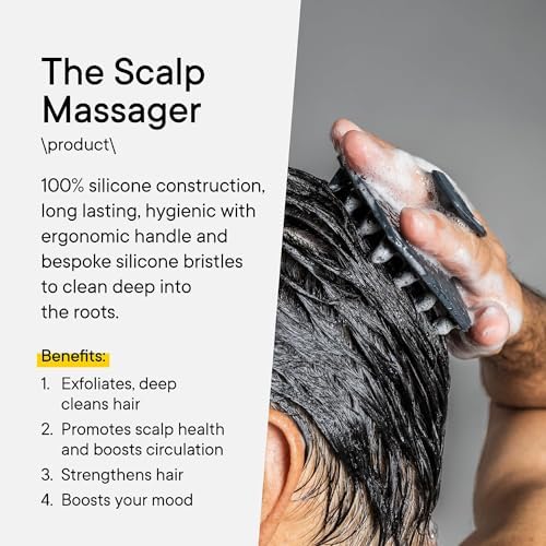 TOOLETRIES Scalp Scrubber - Silicone Exfoliating Hair Scrubber for Men, Bath & Shower Accessories - Durable Scalp Massager That Boosts Circulations & Strengthens Hair - Charcoal