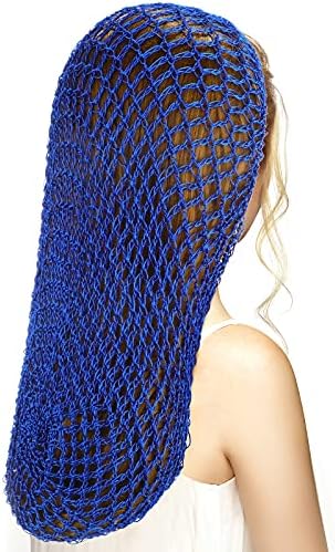 Waydress 3 Pcs Mesh Crochet Hair Nets Rayon Knit Snood Hat Cover 20 Inch Crocheted Sleeping Cap for Women Long Curly Hair