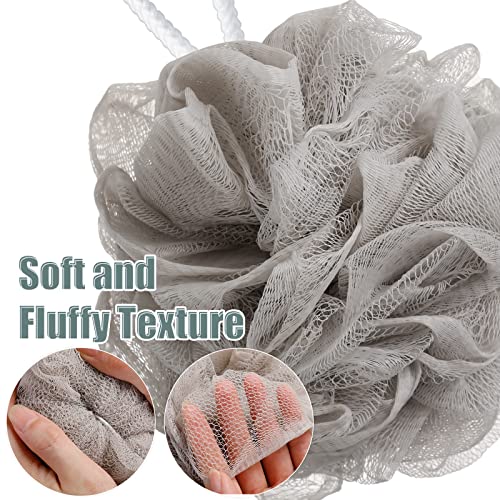 Shellwei 32 Pcs Bath Sponge Shower Loofahs Bulk 60 g Charcoal Large Mesh Puff Soft Scrubber for Men and Women Exfoliating Shower Pouf Balls with Bathing Accessories