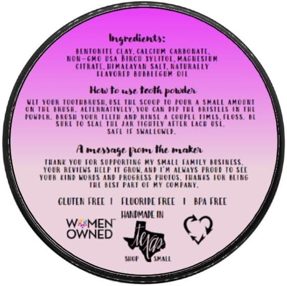 Remineralizing Vegan Mineral Tooth Powder I Bubblegum Formula for Kids I Natural Whitening I Stronger Teeth 1.5oz (1.5 oz jar)