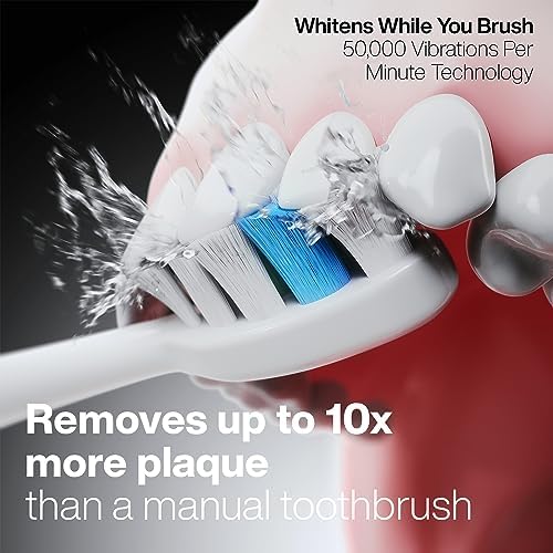 Aquasonic Vibe Series PRO – Ultra-Whitening Electric Toothbrush – 5 Modes & Smart Timers – UV Sanitizing Base – ADA Accepted (Optic White)
