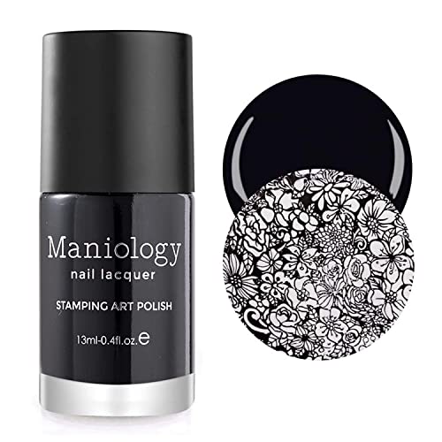 Maniology Black and White Duo Bam! White and Straight Up Black 2pc Nail Stamping Polish Set, Essential and Primary Manicure Color Lacquer