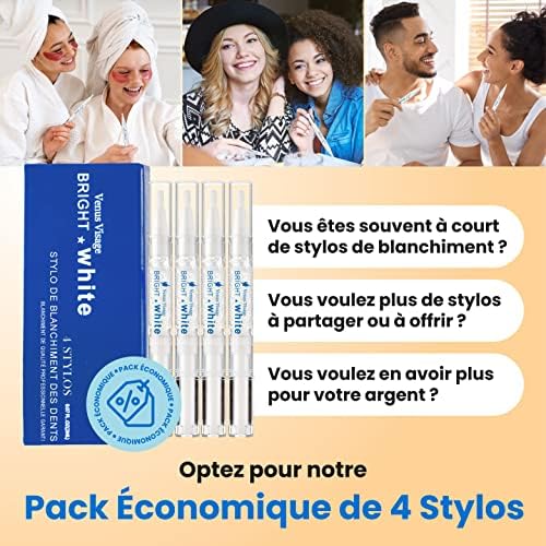 Venus Visage Teeth Whitening Pen (4 Pcs) - Effective Teeth Whitening Gel - 40+ Uses - Professional Formula - Mint Flavor - No Sensitivity