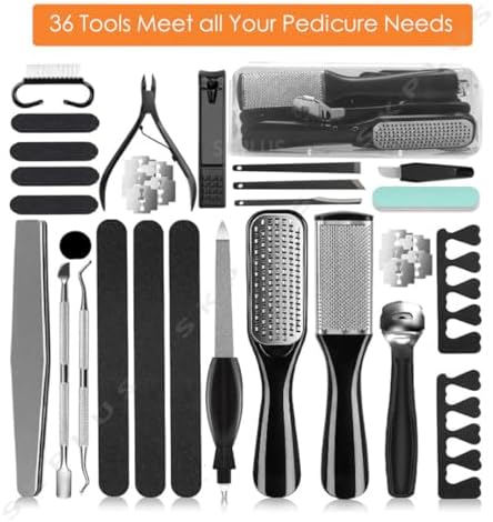 Electric Callus Remover with Dander Vacuum for Feet, Portable 36 in 1 Pedicure Kit Foot File Callus Remover, Waterproof Rechargeable Foot File for Foot Care with 3 Heads&LCD Display