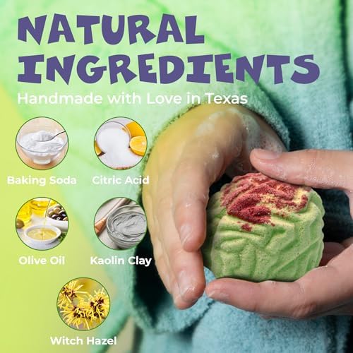 Zombie Brain Bath Bombs- 6-Pack Bath Bombs for Boys Girls- Halloween Gifts for Kids- Fun Boo Basket Stuffers for Kids - Natural, Child-Safe Ingredients - No Choking Hazard, No Dyes-16.8oz