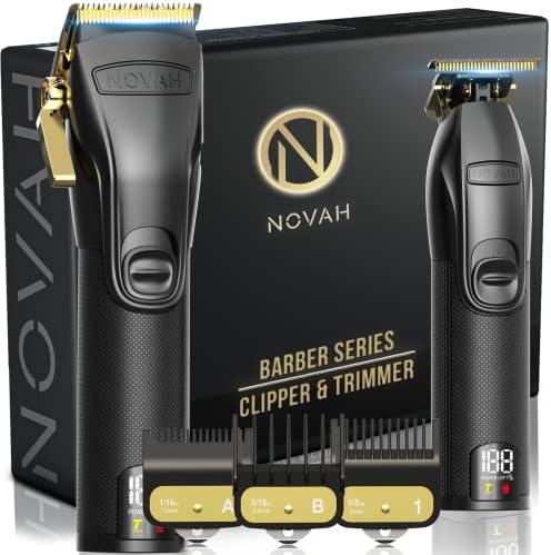 Novah® Professional Hair Clippers for Men, Professional Barber Clippers and Trimmer Set, Mens Cordless Hair Clipper for Barbers Haircut Fading Kit Fade - Gold