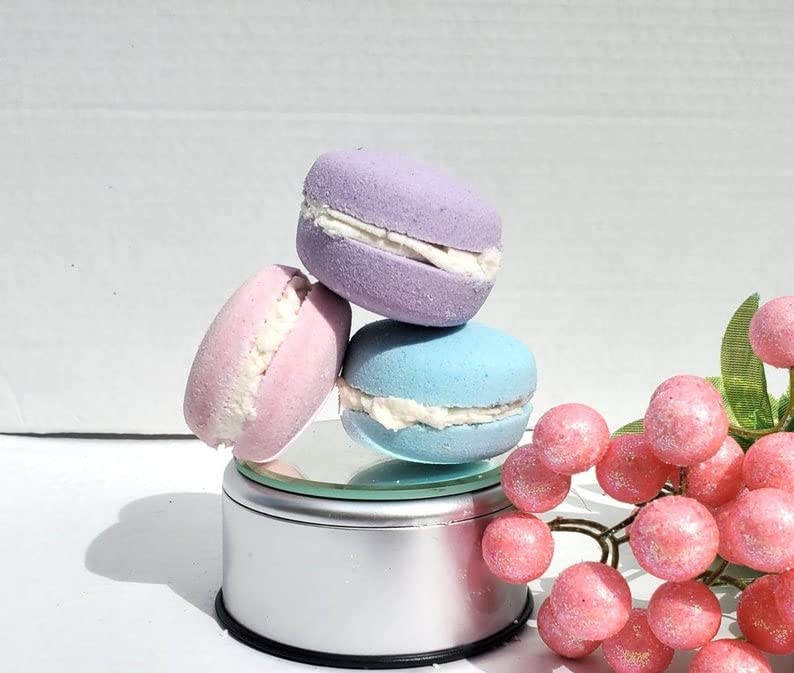 Macaron Bath Bombs Gifts Set 6 per box, Fizzies, Dried Bubble bath frosting, YOU Pick color and Scent, Party Favor, Bubble Bath. Handmade, Birthday Mothers Day Gifts idea for Her/Him, Wife, Girlfriend