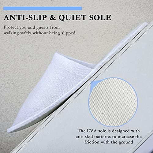SATINIOR 30 Pairs Disposable Slippers, White, Medium, Unisex-Adults, Closed Toe, Non-Slip, Spa, Hotel, Travel, Home, Sanitary, Breathable, Fleece Cloth, EVA