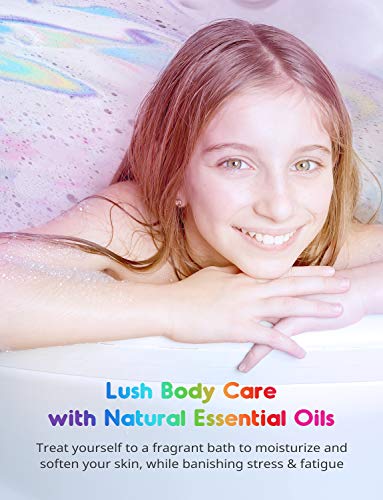 Somall Ribivaul Rainbow Bath Bombs XXXL Size 6.5 oz 3 Handmade Bath Bombs with Natural Ingredients, Bath Bomb for Kids with Colorful Bubbles, Great Gift Idea for Halloween, Christmas