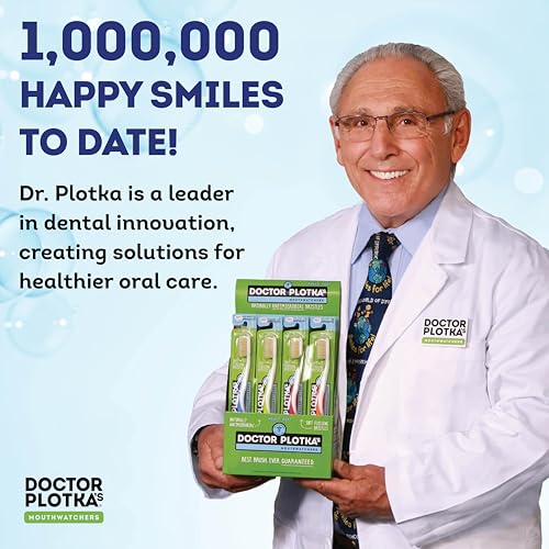 MOUTHWATCHERS Dr Plotkas Soft Flossing Toothbrush, Folding Travel Toothbrush for Adults, Ultra CleanToothbrush, Good for Sensitive Teeth and Gums, 4 Pack