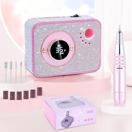 Electric Nail Drill 35000 RPM, Professional Rechargeable Nail File Kit, Nail Drill Machine, Acrylic Nail Kit for Any Manicure, Pedicure, Ideal Nail Art Tools, Designed for Salon, Home
