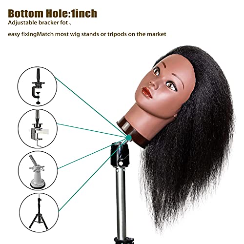Mannequin Head With Human Hair,16",Braiding Styling Doll Head,Beauty School Manikin Head,Curling Dyeing Hairdresser Practice Training Head
