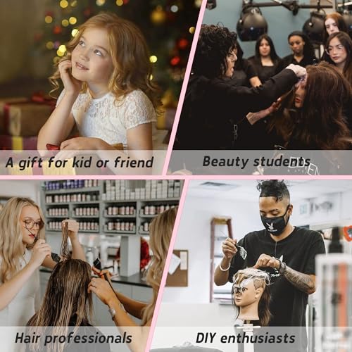 Mannequin Head Human Hair 22"-24" Female 100% Human Hair Mannequin Head Hair Styling Cosmetology Manikin Head Doll Head for Hairdresser with Clamp Holder and Tools (dark brown)