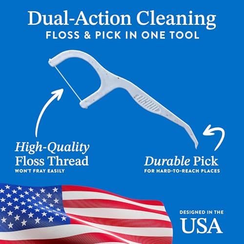 Mouthology Biodegradable Floss Picks (200 Pack), Wheat Straw Dental Floss Picks, Mint Flavored Flossers Biodegradable, Dental Floss PFA Free, Compostable Tooth Flossers for Adults & Kids Floss