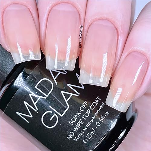 Madam Glam - No Wipe Top Coat 15 ml | 0.5 fl oz - Infinite Shine, No Sticky Residue - UV/LED lamp - Vegan, Cruelty-Free and Hema-Free