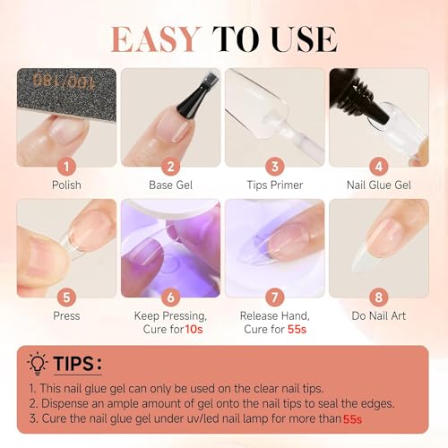 UNA GELLA Gel Nail Glue 80g Super Strong U V Solid Soft Gel Lamp Curing Needed Nail Glue 40g*2 for Acrylic Nail Tips for Fake Acrylic Press On Nails Extension Soak Off