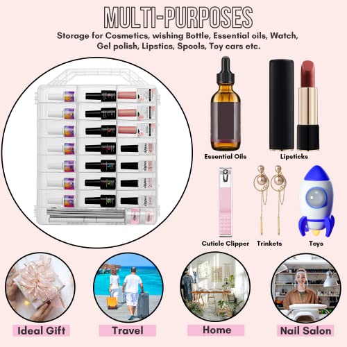 Makartt Nail Polish Organizer, Clear Universal Nail Polish Holder for 48 Bottles,Portable Sturdy Gel Nail Polish Organizer Case with 8 Adjustable Dividers, Space Saver for Nail Bottles Display Travel