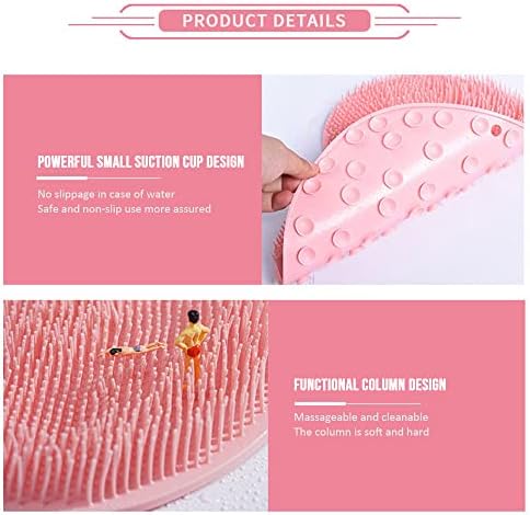 Foot Back Cleaning Pad, 2024 Upgrade Shower Foot Scrubber Mat Slip Suction Cups Foot Scrubber, Shower Foot Scrubber Mat Back Washer for Men and Women (Khaki)