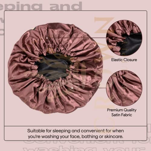 Silky Design Bonnet with Elastic Soft Band, Hair Braid Adjustable Women and Men Bonnets for Sleeping, Comfortable Satin Fabric Bonnet (Brown Bee)