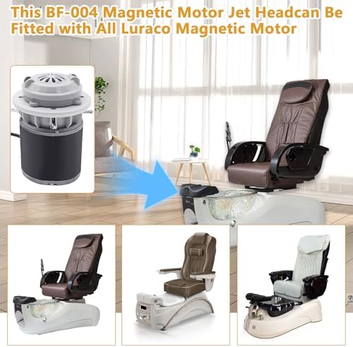 SuperDi Pipeless Magnetic Jet Head Motor for Pedicure spa Chair Part Magnetic Head (4 pin) BF-004 Pedicure spa Tubs Includes Propeller and Cap