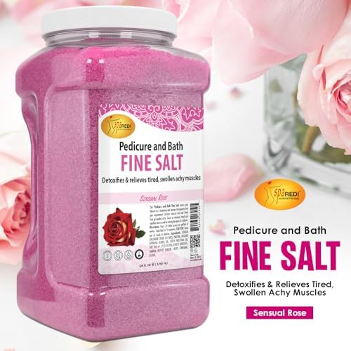 SPA REDI - Detox Foot Soak Pedicure and Bath Fine Salt, Sensual Rose, 128oz - Made with Dead Sea Salts, Argan Oil, Coconut Oil, and Essential Oil - Hydrates, Softens and Moisturizes