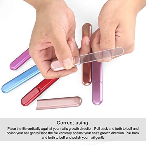 Premium Glass Nail File with Case, Crystal Diamond Salon Best Beauty Nail Buffer for Natural and Acrylic Nails Christmas Gift for Woman and Man,Pink