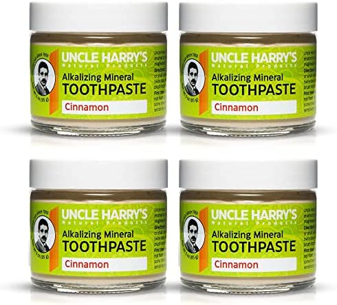 Uncle Harry's Cinnamon Remineralizing Toothpaste | Natural Whitening Toothpaste Freshens Breath & Promotes Enamel | Vegan Fluoride Free Paste (4 pack)