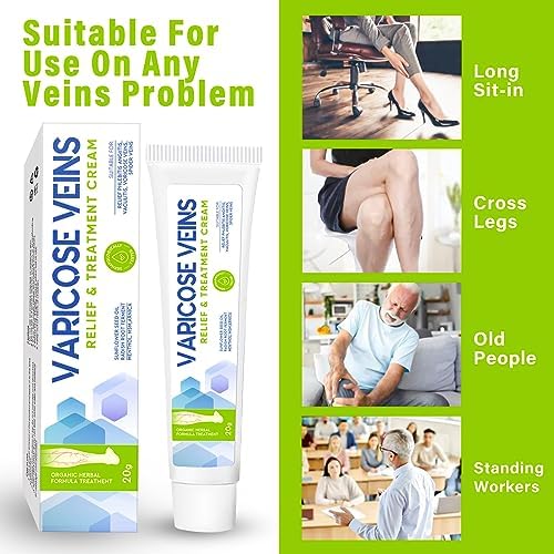 MOSKILA Varicose Veins Treatment for Legs, Nature Varicose Veins Cream, Effective Varicose Veins Treatment for Varicose & Spider Veins, Relieve Leg Swelling & Fatigue Relief, 0.7oz
