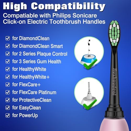 Replacement Heads for Philips Sonicare Toothbrush, Replacement Brush Heads Compatible with Phillips Sonicare Electric Toothbrush, 10-Pack, Black